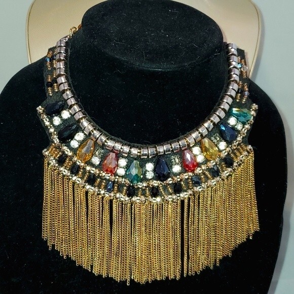Gold Beaded Chain Necklace‎ - Picture 1 of 3